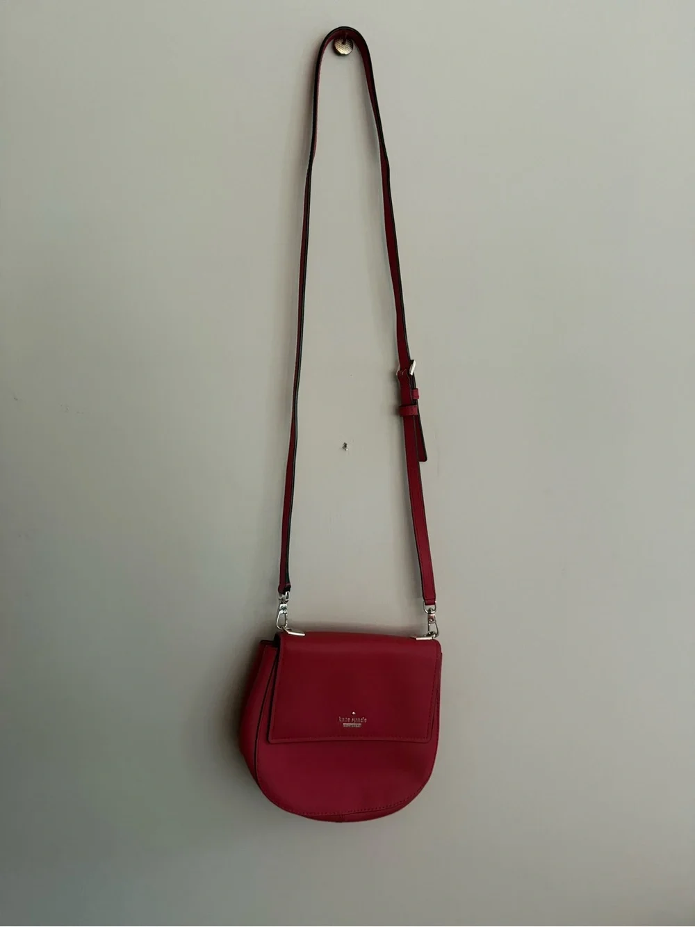 kate spade Red Pebbled Leather Crossbody Saddle Bag